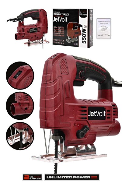 JetVolt Profesyonel 550W Devir Ayarlı Dekupaj Testere Makinesi - Kırmızı