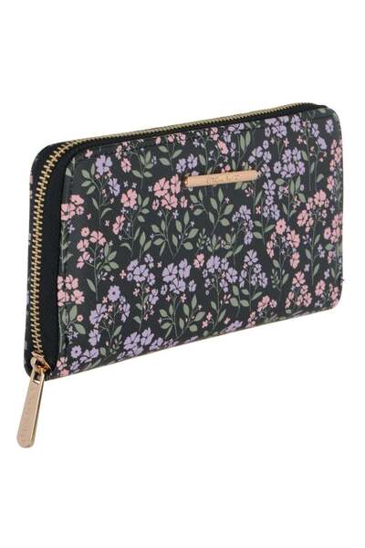 OEM Black Wallet with Floral Pattern for Women 19.5x11x2.5cm
