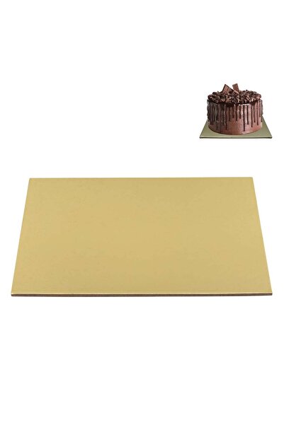 OEM Square Gold Cardboard Cake & Pastry Stand 30.5x30.5x0.4cm