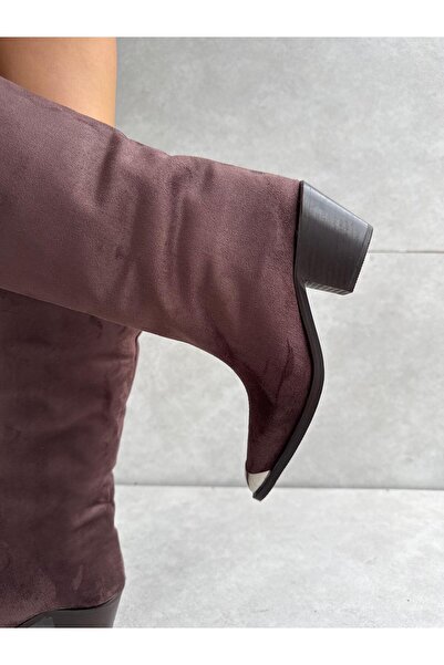 Elvinin Tarzı Dolve Bitter Brown Suede XL Cut Metal Accessory Detailed Dallas...