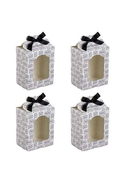 OEM Cutii de Hartie Alba cu Imprimeu Negru & Panglici pentru Dulciuri 9,8x6,8...