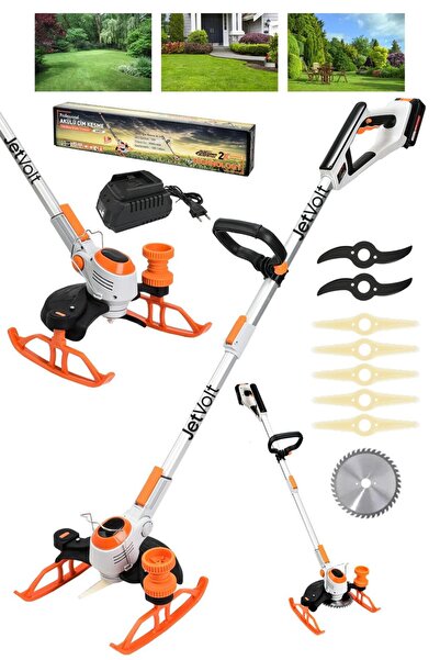 JetVolt Çift Akülü Şarjlı Çim Biçme Makinesi - Turuncu