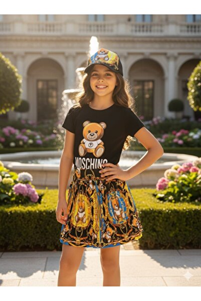 BEGONYA BEBECE KIDS 3 bucăți fuste pentru fete, tricou, șapcă, 5/10 ani