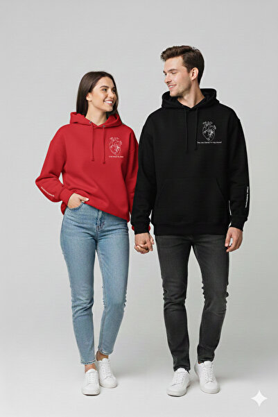 ALİ.COM Pack of 2 Black Unisex Couple Lover Combination Heart Sleeve Printed ...