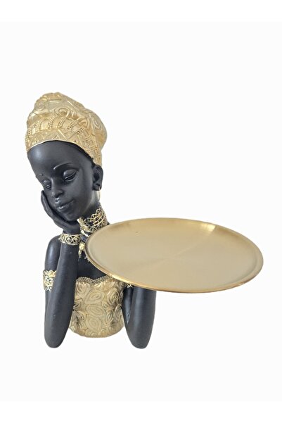OEM Statueta decorativa, femeie africana cu taler pe brat
