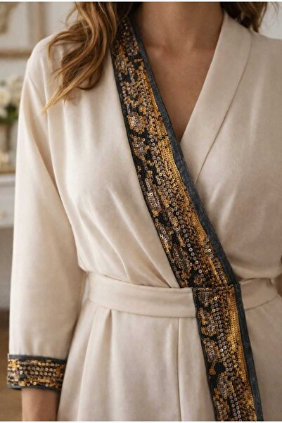 ULUPAMİR إكسسوار حافة فستان بالترتر الذهبي 1 متر