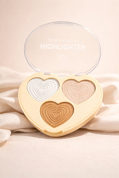 CAKAILA Kalp Desenli 3’lü Aydınlatıcı Paleti – Doğal Işıltı Veren Highlighter...