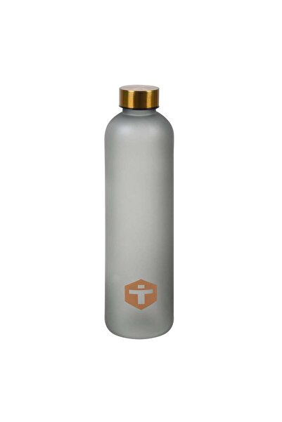 OEM Grey Sports Water Bottle with Metallic Gold Lid Made of Plastic 1l