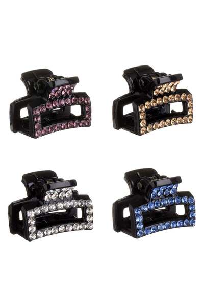 OEM Set of Black Hair Clips with Colorful Rhinestones 2.5cm - 4pcs