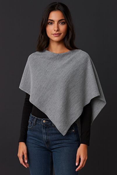 Sebir Moda Asymmetrical Cut Knitwear Acrylic Poncho