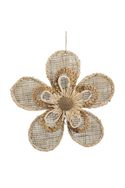 OEM Decoratiune de Perete Floare cu Iuta & Paie 33x33cm