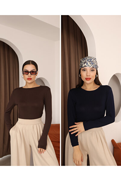 ParlaMira Women's 2-Piece Women's Long Sleeve Crew Neck Stretch Fabric Combed...