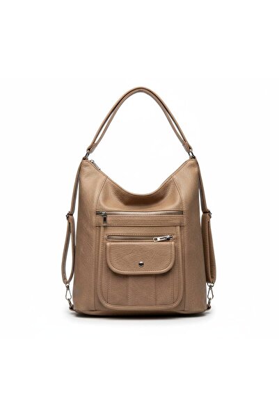 Çanta Trend Soft Textured Shoulder Bag with Leather-Look Cover Details |   Ti...