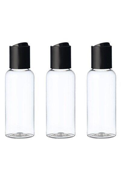 OEM Set of Transparent Bottles with Black Cap for Travel 50ml - 3pcs