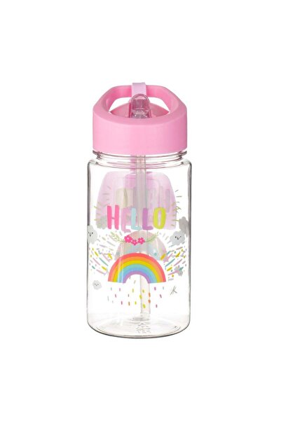 OEM Pink Rainbow Pop Up Water Bottle with Rainbow Label 440ml