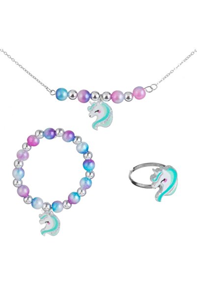 OEM Set Colier Inel & Bratara Rainbow cu Margele Argitnii Unicorn pentru Copi...