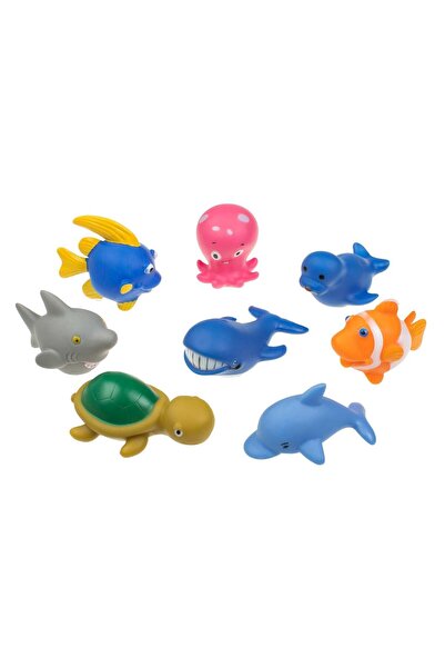 OEM Bath Toys Sea Animals of Different Colors in Mesh 9cm - 8pcs