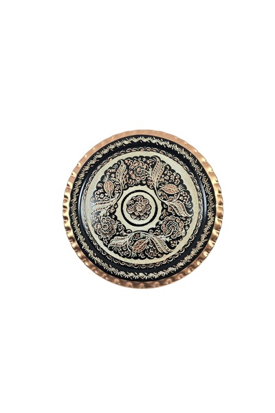 Zinnun Copper Erzinjan Hand Embroidered Tray 25 cm