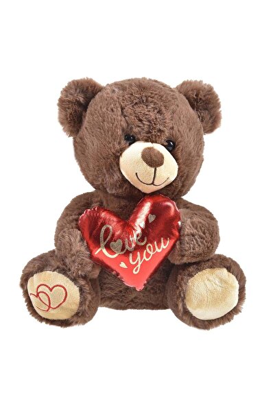 OEM Brown Teddy Bear with Red Foil Heart 25cm