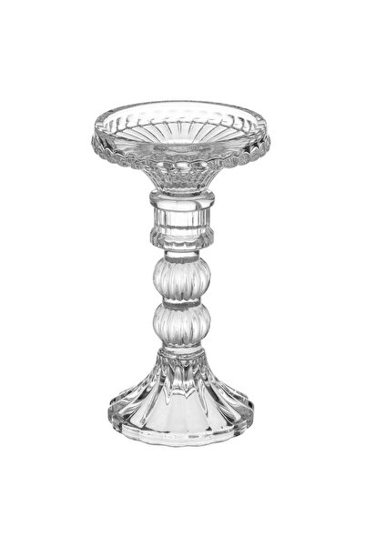 OEM Transparent Decorative Candlestick with Round Base Ø9x16.5cm