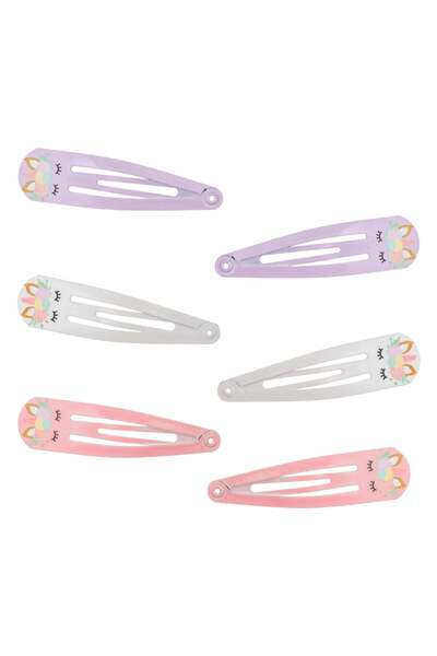 OEM Set Clame Metalice Par Albe Lila Unicorn pentru Copii 5cm - 6buc