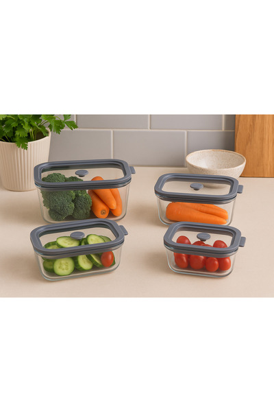 AROW Hıelo Cam 4 lü saklama Kabı/Fırın ve Mikrodalgada kullanıma uygun (Kapak...