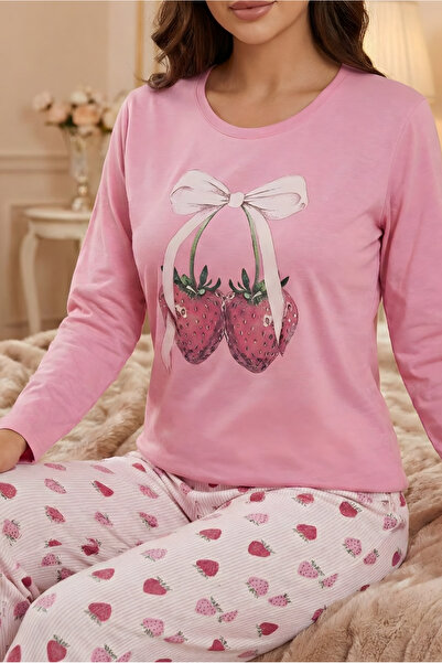 MORRO Women's 100% Cotton Single Jersey Textured Pajama Set with Pattern and ...