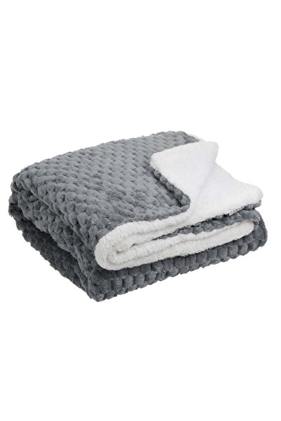 OEM Grey White PopCorn Sherpa Winter Blanket for Armchair 160x130cm