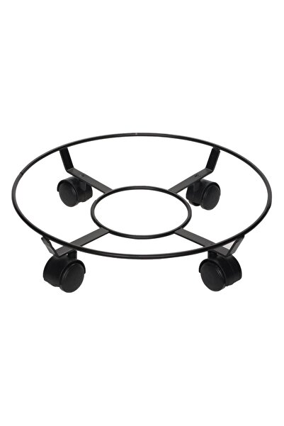 OEM Black Metallic Flower Pot Stand with Wheels Ø40x9.5cm