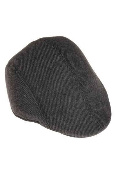 OEM Black Felt Beret with Thin Grey Stripes for Men