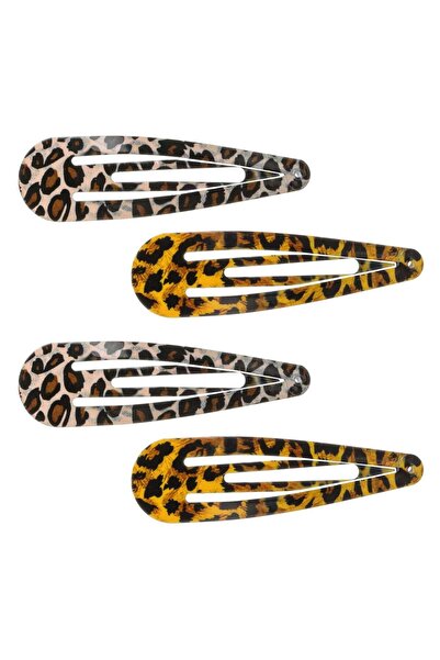 OEM Set Clame Metalice Par Ecru Galben Mustar cu Model Leopard pentru Femei 7...