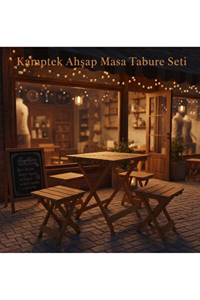 kamptek kamp teknolojisi Kamptek Premium Ahşap Katlanabilir Kamp Bahçe Dükkan...