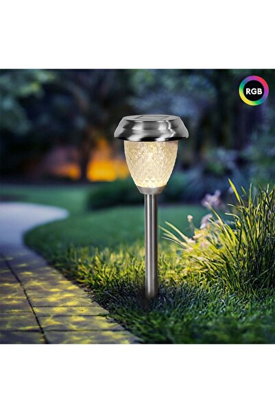 OEM Solar Lamp Stick Silver with RGBW Light 40cm