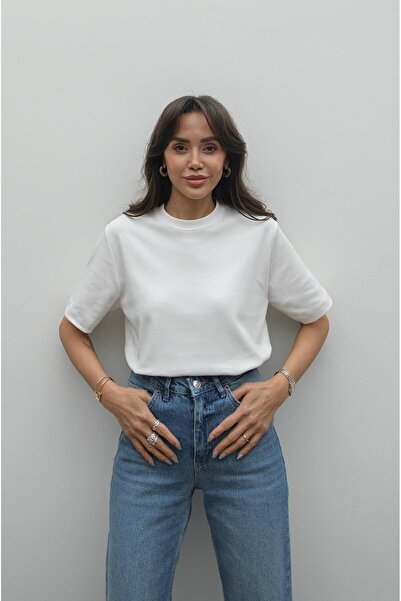 Havoş Tricou Ecru bumbac 100% guler rotund