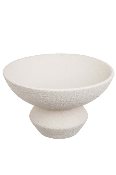 OEM Decorative Ceramic Plate with Round Foot Cream Ø23.5x14cm