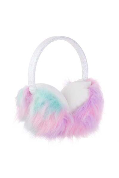 OEM Aparatori Urechi Rainbow cu Blana Artificiala & Glitter Irizat pentru Fete