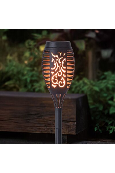 OEM Solar LED Torch Lamp with Flame Effect Made of Black Plastic 49cm