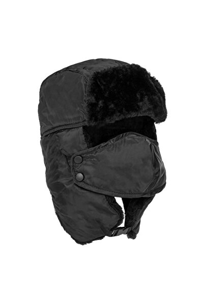 OEM Caciula Trapper Neagra cu Blana Artificiala & Masca pentru Barbati