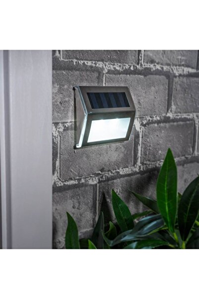 OEM Aplica Solara de Perete Argintie cu 2 LED-uri Lumina Alba 10x2.3x8.3cm