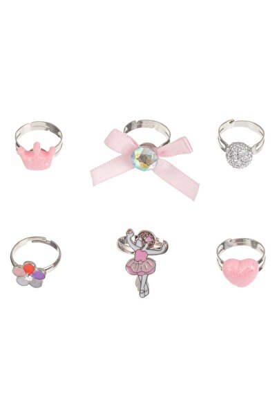 OEM Pink Figure Ring Set in Box for Children - 6pcs