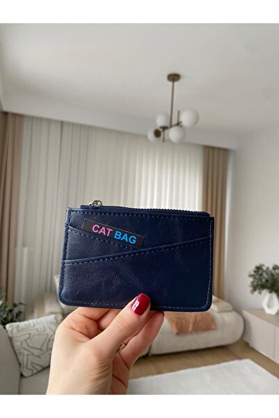 ÇANTA Cat Bag Navy Blue Crossbody Wallet with Card Compartment
