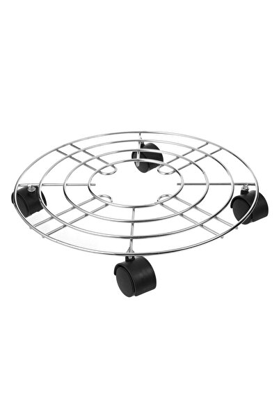 OEM Round Silver Metallic Flower Pot Stand with Wheels Ø35x6cm