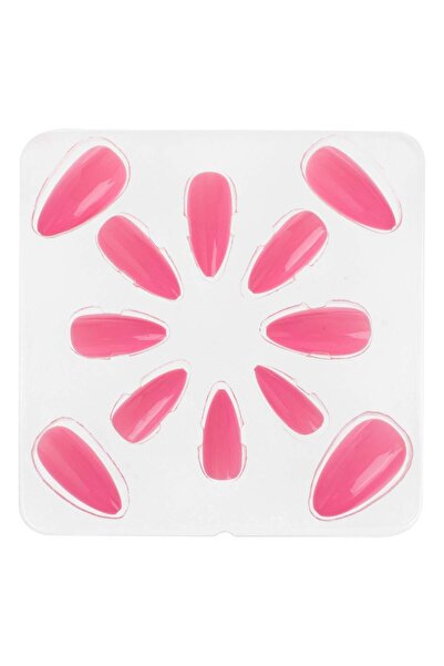 OEM Oval Fuchsia Adhesive False Nails Set - 12pcs