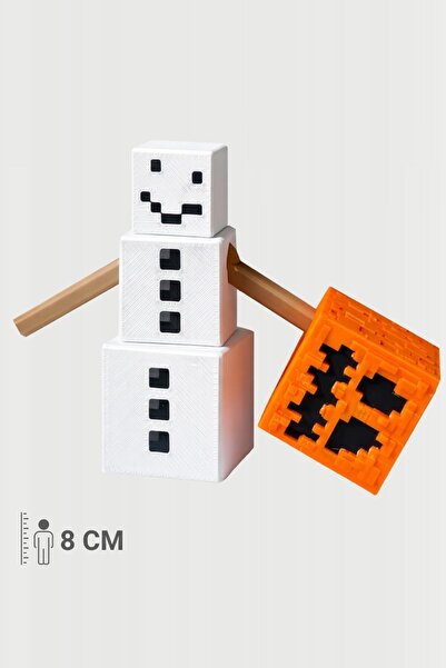 FigürDizayn Minecraft Snow Golem Snowman Kardan Adam Hareketli Eklemli Figür