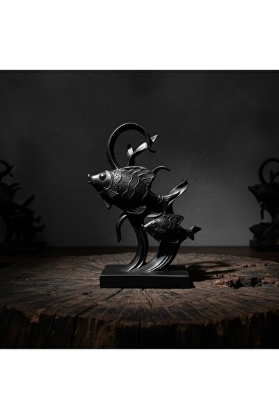 bibiblo premium Bibiblo - Yin Yang Balık Heykeli – Bereket ve Akış Temalı Dek...