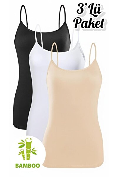 Özten İç Giyim 3-Pack Luxury Bamboo Rope Strap Women's Tank Top Ozt3-504