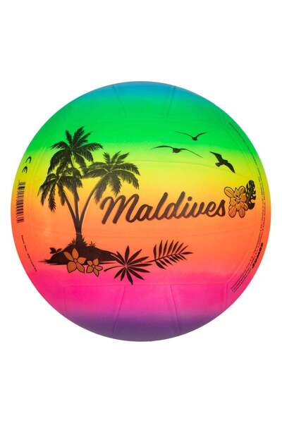 OEM Plastic Beach Ball Colorful Palm Trees Pattern "Maldives" 25cm