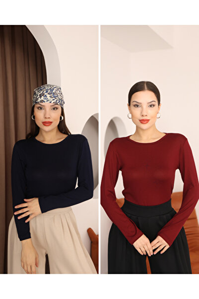 ParlaMira Women's 2-Piece Women's Long Sleeve Crew Neck Stretch Fabric Combed...