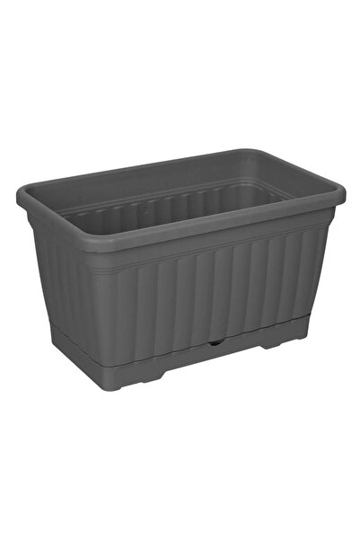 OEM Plastic Planter with Built-in Saucer Anthracite 30.5x18.5x17cm - 6L