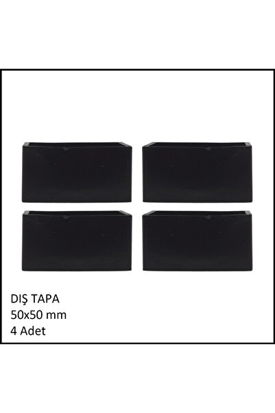 Adilon Plastik Dış Tapa, Profil Tapası, Kare, Siyah, 50x50 mm (4 Adet)